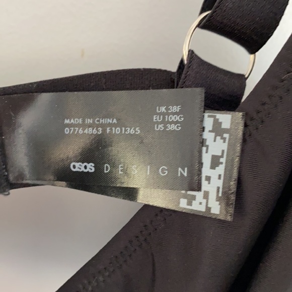 FREE WITH PURCHASE ASOS DESIGN black plunge bra 38G bralet triangle - Picture 2 of 3